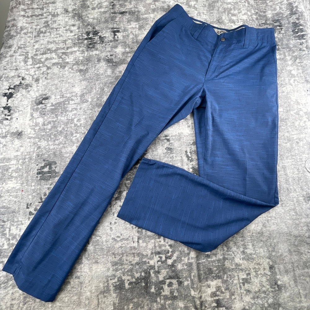 Callaway Mens 34x32 Blue Geometric Dot Stretch Chino Golf Pants Athleisure